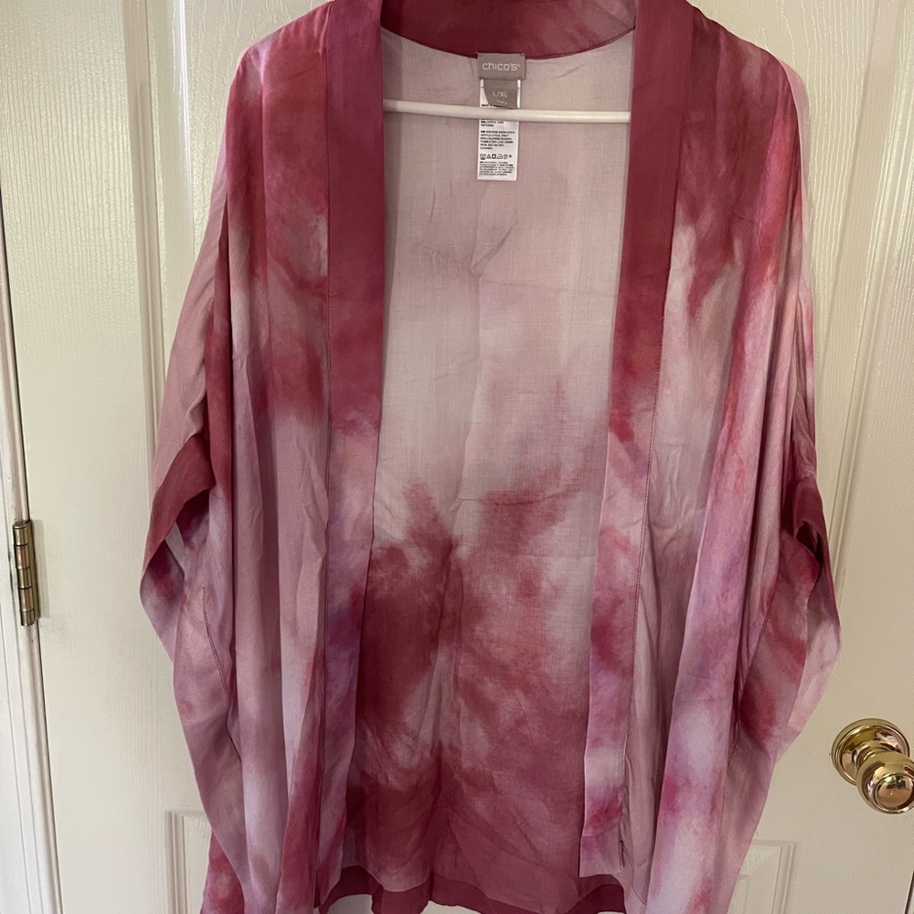 Chico’s Pink Tye-Dye Kimono L/XL